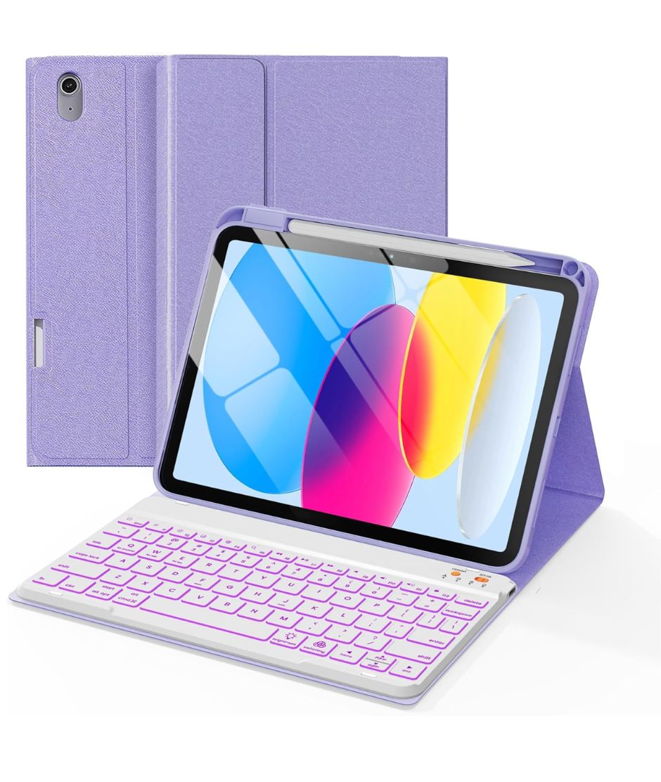 Senyoson- ESTUCHE con TECLADO PARA IPAD A16 iPad 11th 10th Generación Purple