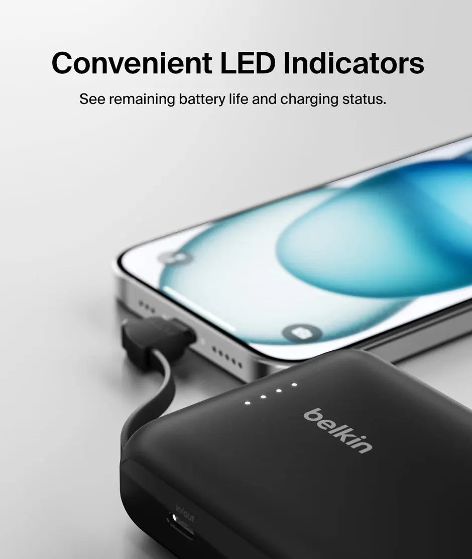 Belkin 10K Power Bank with 20W PD + Integrated USB-C Cable Negro belkin