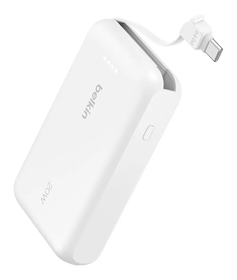 Belkin 10K Power Bank with 20W PD + Integrated USB-C Cable blanco belkin