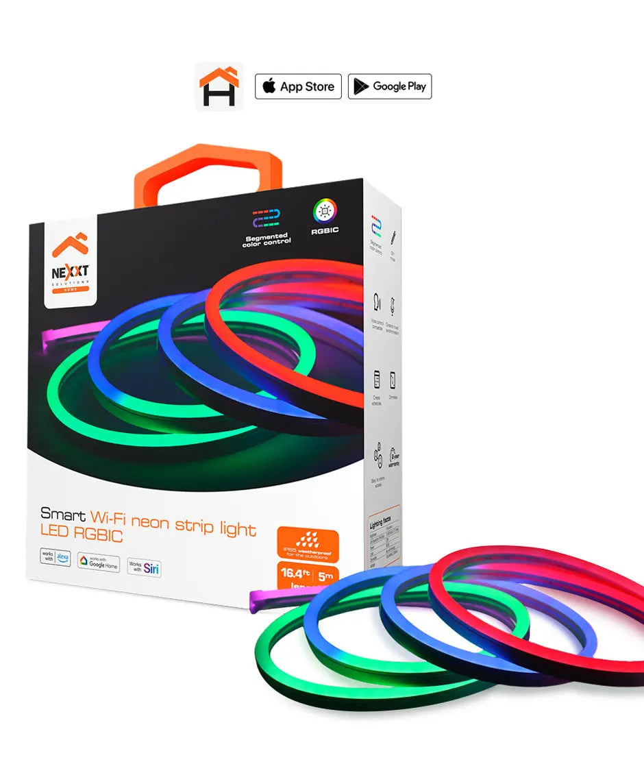Cinta de luz neón LED RGBIC Wi-Fi® inteligente de 5m