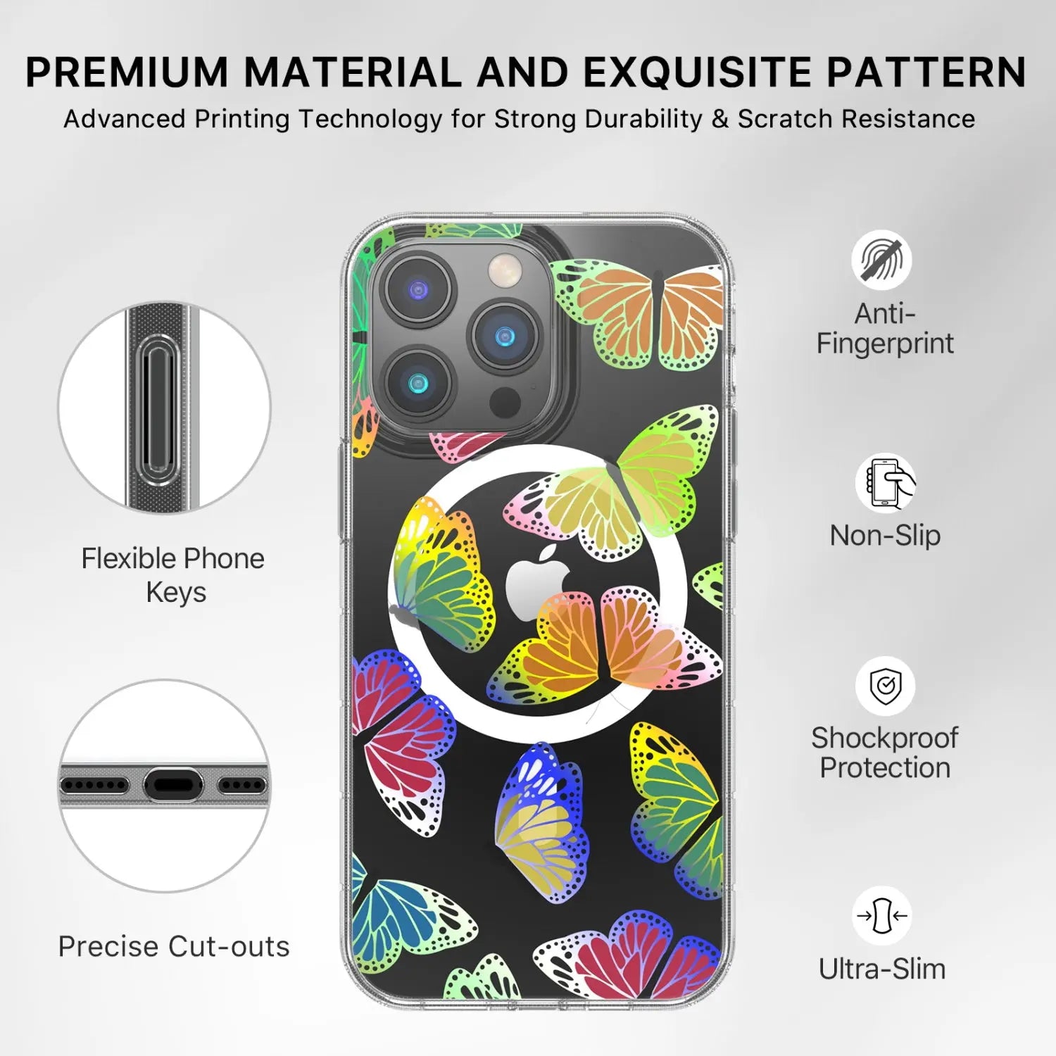 Estuche Para iPhone 14 Pro - MyBatPro Mood Series MagSafe - Butterflies MyBat Pro