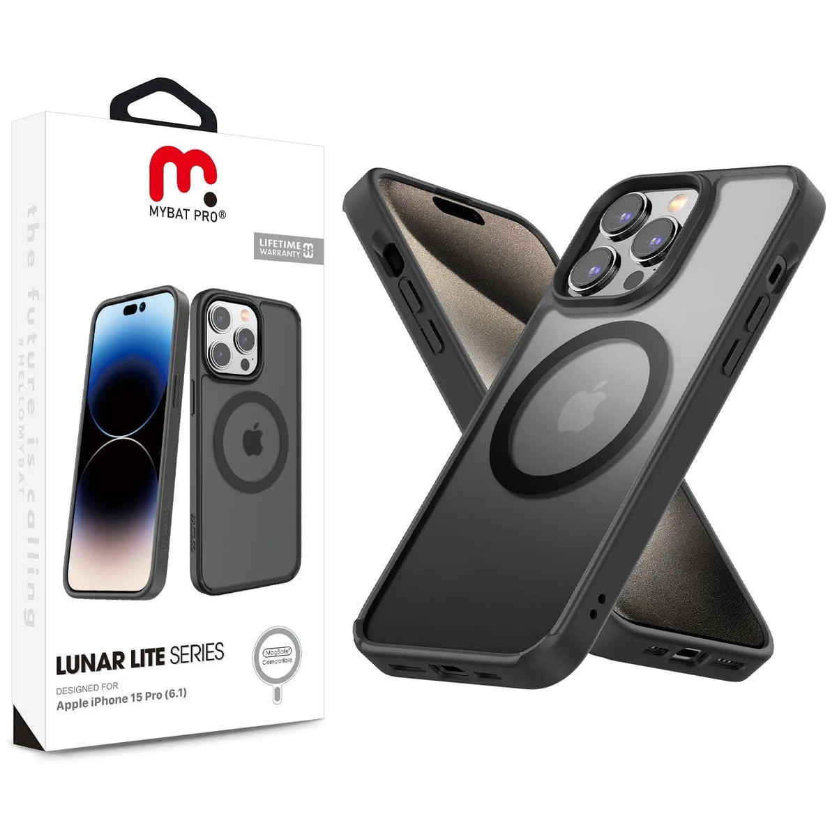 Estuche para iPhone 15 Pro Max - MyBatPro Lunar Lite Series - Negro MyBat Pro