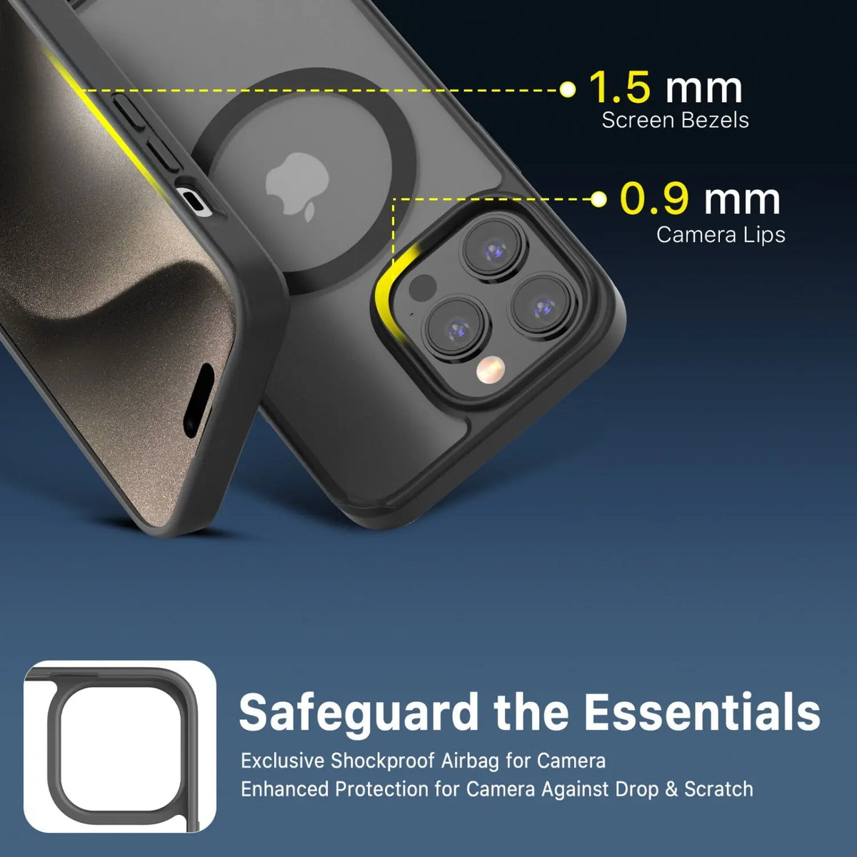 Estuche para iPhone 15 Pro Max - MyBatPro Lunar Lite Series - Negro MyBat Pro