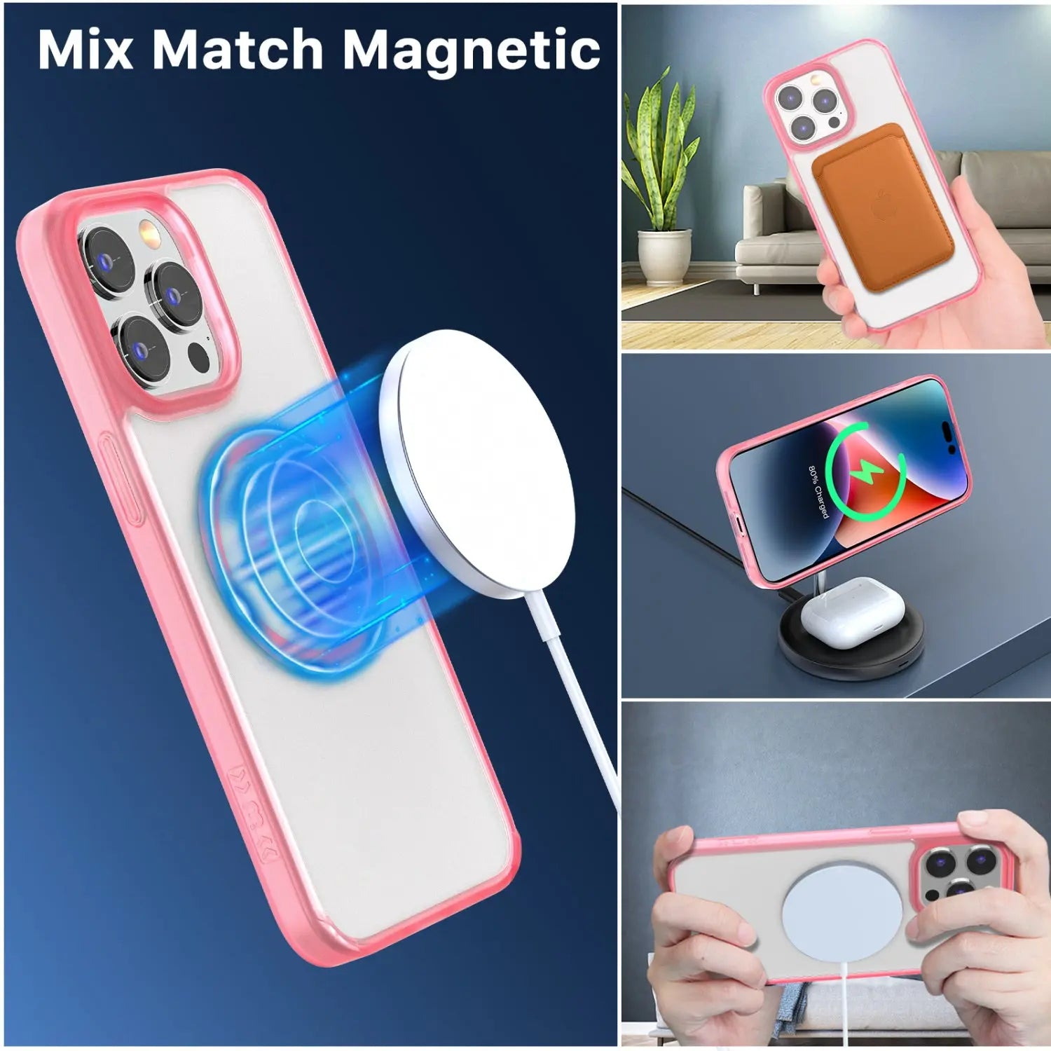 Estuche para iPhone 15 Pro - MyBatPro Lunar Lite Series MagSafe - Rosado MyBat Pro