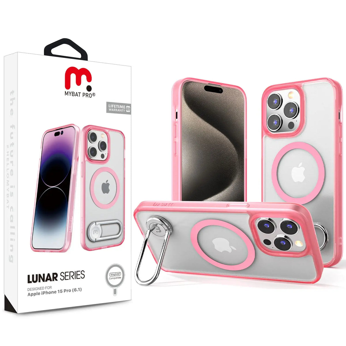 Estuche para iPhone 15 Pro - MyBatPro Lunar Series MagSafe - Rosado MyBat Pro
