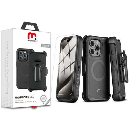 Estuche para iPhone 15 Pro Max - MyBatPro Maverick Series - Negro MyBat Pro