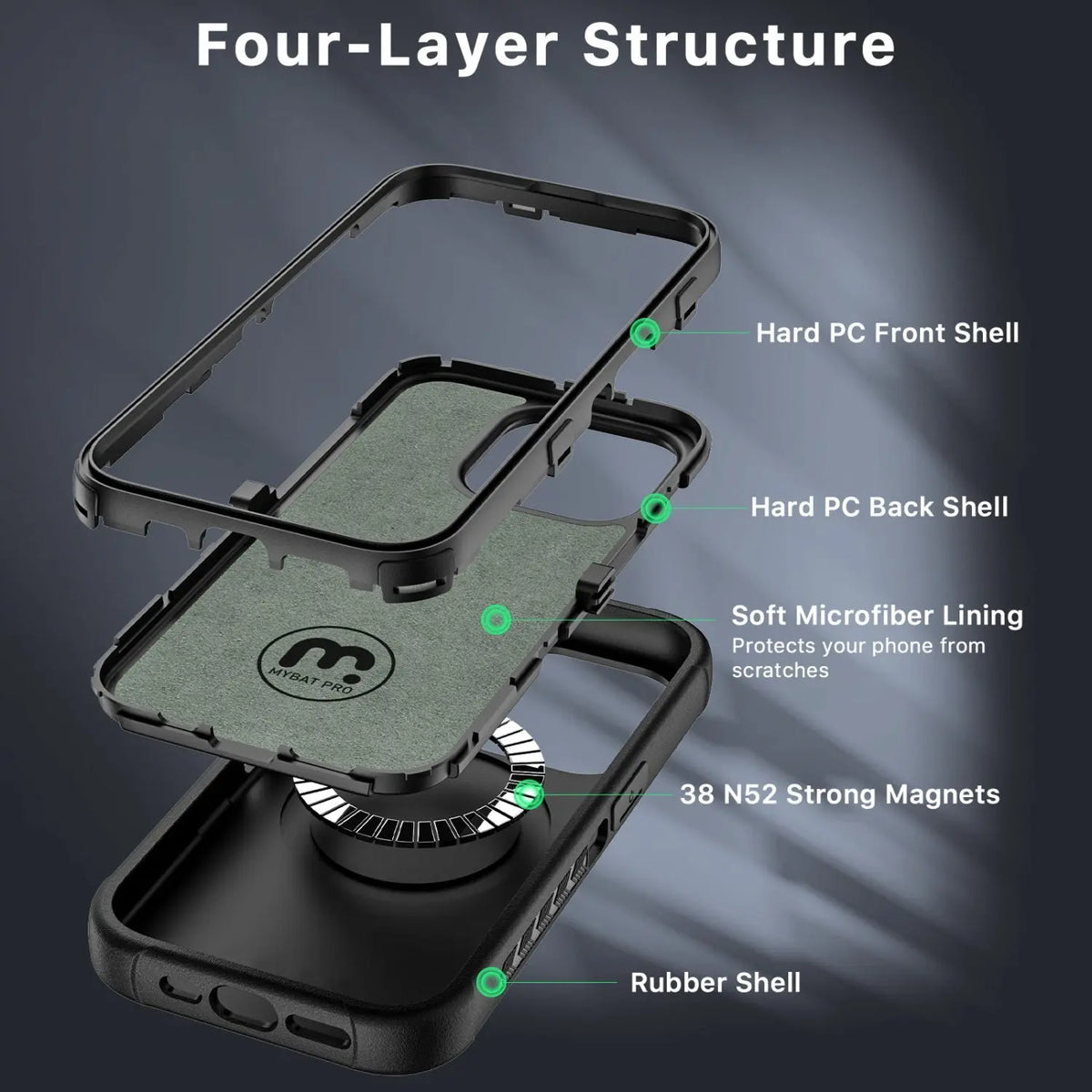 Estuche para iPhone 15 Pro Max - MyBatPro Maverick Series - Negro MyBat Pro