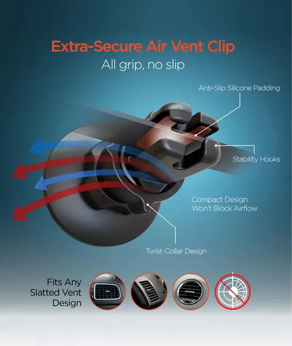 HyperGear Mag Grip Magnetic Phone Mount with MagSafe | Vent | Black Hypergear