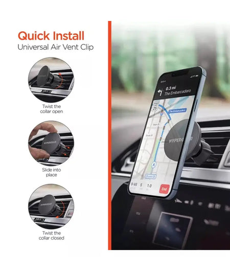 HyperGear Mag Grip Phone Mount Kit with MagSafe |Vent + Dash + Windshield | Black hypergear