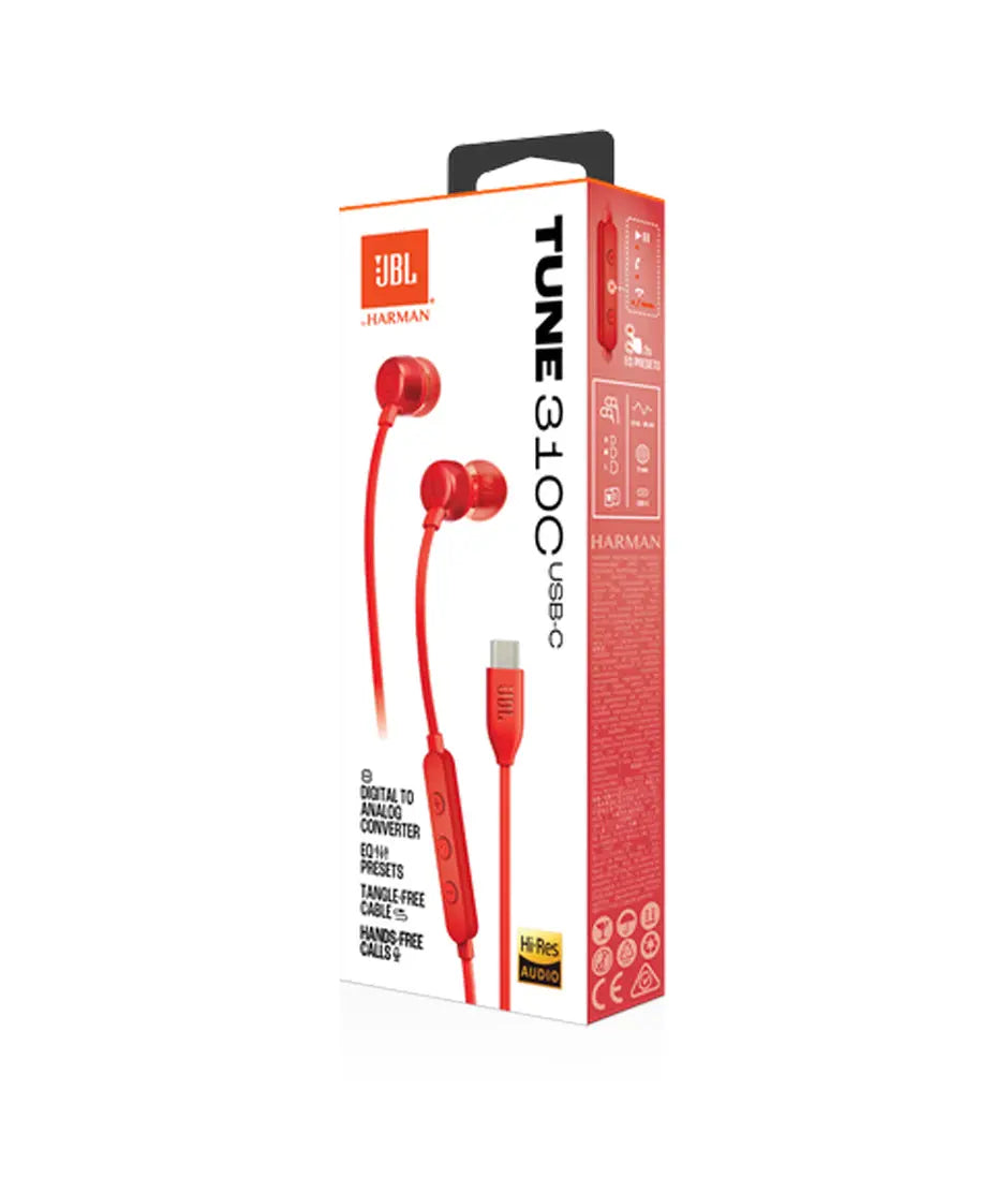 JBL Tune 310 Audifonos Tipo C Rojo JBL