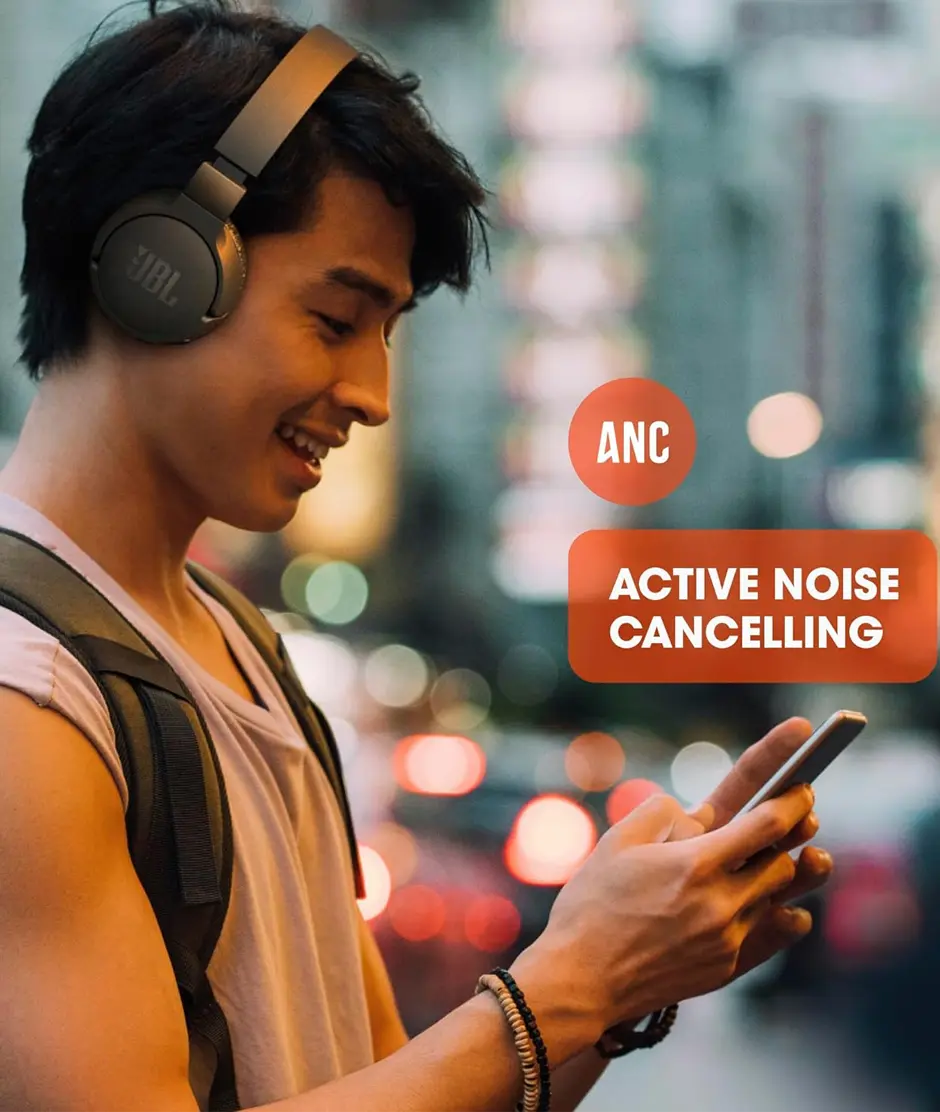 JBL Tune 660NC: Auriculares inalámbricos con cancelación activa de ruido, color negro JBL