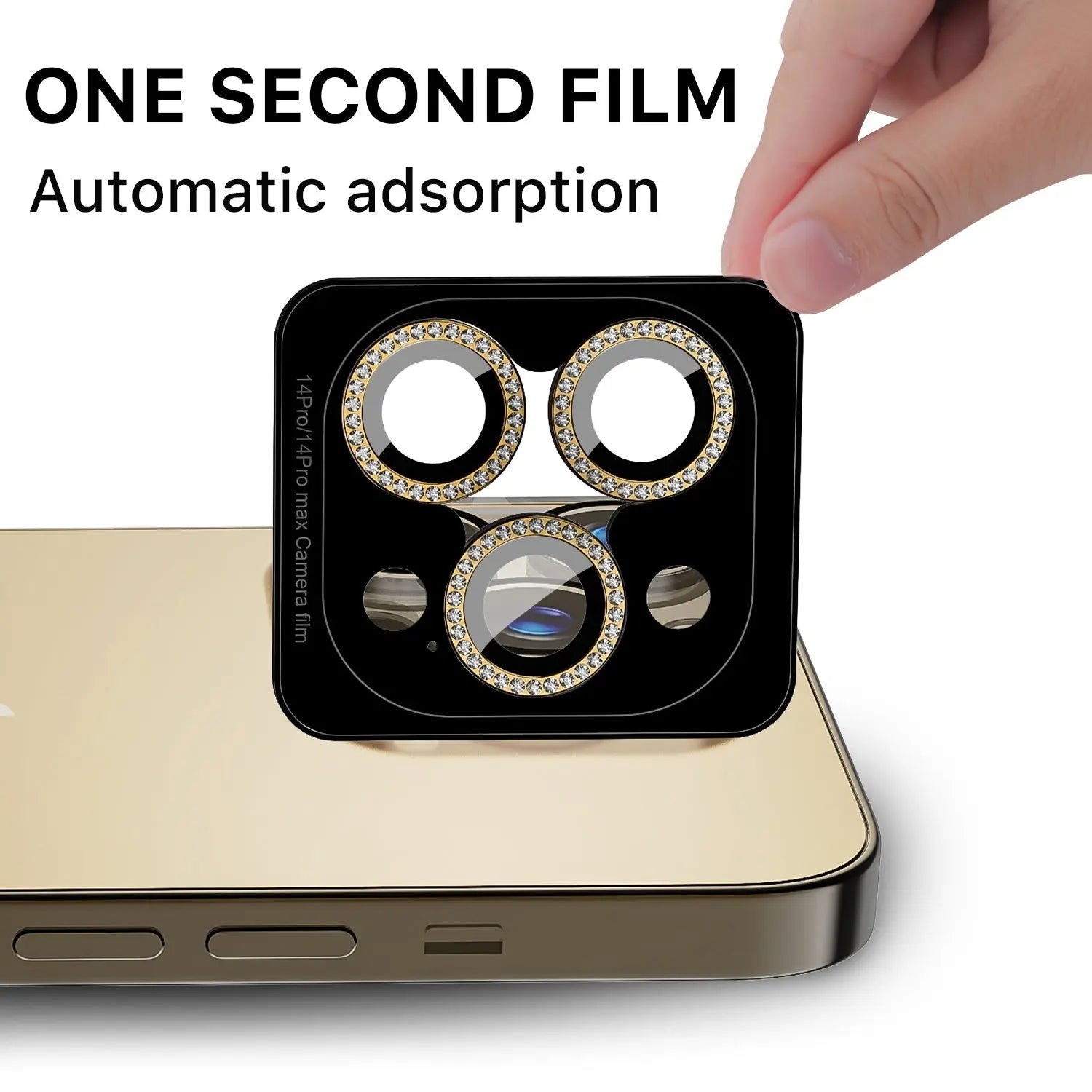 Vidrio Templado Para iPhone 14 Pro / 14 Pro Max - MyBatPro GlamCam - Gold MyBat Pro