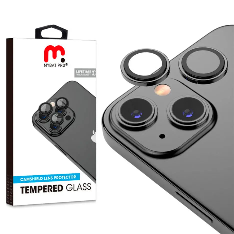 Vidrio Templado Para iPhone 14 / 14 Plus - MyBatPro GlamCam - Negro MyBat Pro