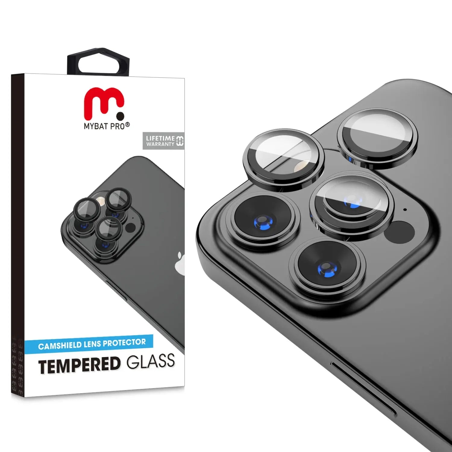 Vidrio Templado Para iPhone 14 Pro Max / 14 Pro - MyBatPro GlamCam - Negro MyBat Pro
