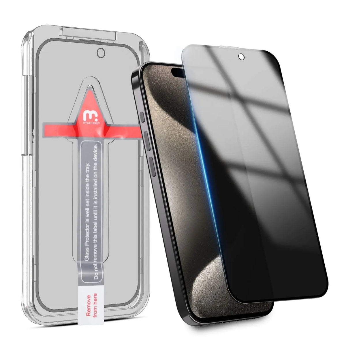 Copia de Vidrio Templado para iPhone 15 Pro Max - MyBatPro QuickGuard - Privacy MyBat Pro